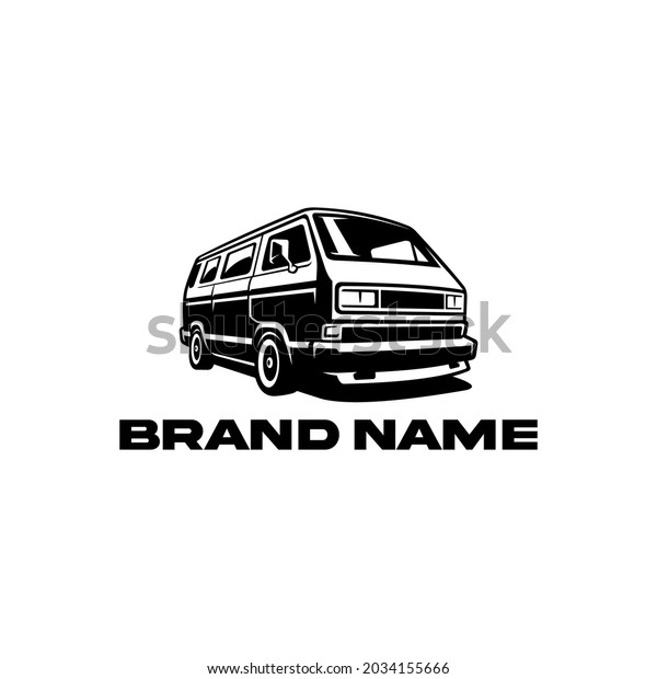 Classic retro\
camper van isolated logo\
vector