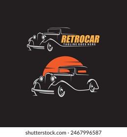 Ilustración vectorial de diseño de logotipo vintage de garaje de coche retro clásico