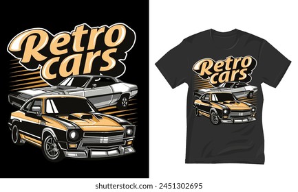 Classic retro car, rarity transport,for t-shirt print,Car t shirt design vector illustration