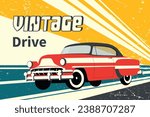 Classic retro car. Template design for poster, flyer or banner. Vector illustration.