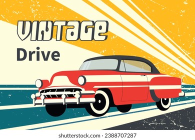 Classic retro car. Template design for poster, flyer or banner. Vector illustration.