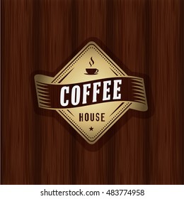 classic retro coffee vector mark or tag on the mature wood texture espresso classic product coffee bean formal isolated wood cafe elderly mark deal fancy publishing antique turn flag letterhead signat
