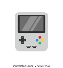 Classic retro handheld gaming console flat vector design isolated on white background