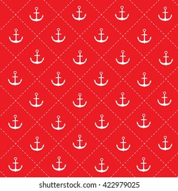 Classic, retro, marine pattern with anchor. Vector art.