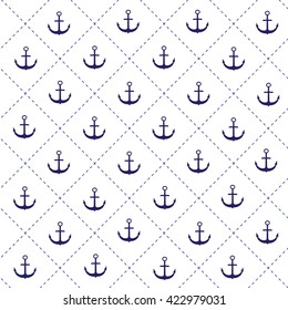 Classic, retro, marine pattern with anchor. Vector art.
