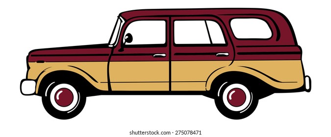 Classic Retro Station Wagon. Isolated Vector Illustration