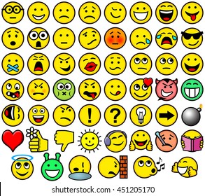 Classic retro style emoticon vector set