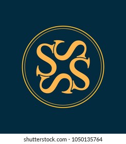classic and retro symmetrical style initial monogram logo