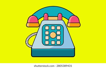 Classic retro telephone vector illustration isolated on a bright background. Clean flat design featuring a vintage desk phone with keypad, ideal for communication, customer support, contact services, call centers, telecommunication, and business concepts. Perfect for websites, mobile apps, presentations, infographics, educational materials, UI design, and marketing projects.