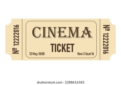 Classic retro ticket for cinema, circus, movie, theatre, cruise, concert and other events. Old vintage style in pastel colors. 