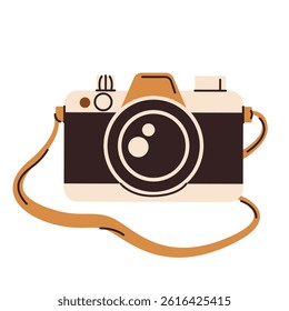 A classic retro travel camera. Vector illustration isolated on white