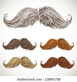 Classic retro twisted mustache set