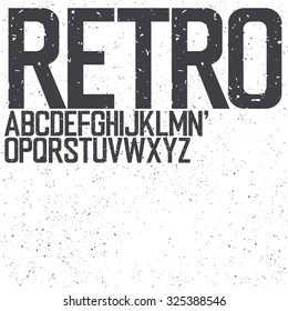 Tipo de letra retro superior clásico. Establecer incluir fondo texturizado para diseños