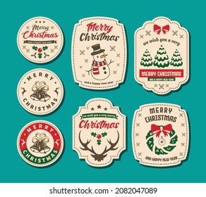 Classic Retro Vintage Christmas Label Sticker Collection Set