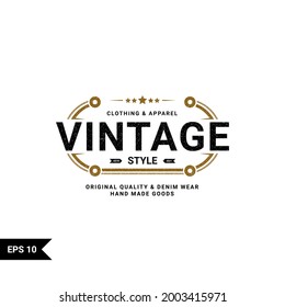 Classic retro vintage label badge logo design suitable for clothes, fabrics, t-shirts, jackets, hoodies and more