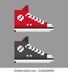 Classic Retro Vintage Red Black Old School Rubber Schuhe Turnschuhe Set 8Bit Pixel Art