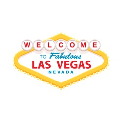 Classic Retro Welcome To Las Vegas Sign. Simple Modern Flat Vector Style Illustration.