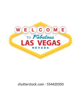 Classic retro Welcome to Las Vegas sign  Simple modern flat vector style illustration 