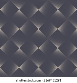 Classic Rhombus Checkered Grid Seamless Pattern Vector Abstract Background. Tilted Squares Geometric Structure Gritty Grainy Subtle Texture Repetitive Grey Wallpaper. Half Tone Art Retro Illustration