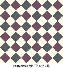 Classic Rhombus Square Golf Pattern Design In Bottle Green Maroon Brown Color