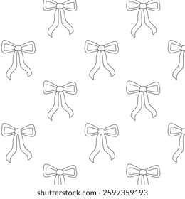 Classic ribbon bow seamless pattern, vector illustration with stylish hand-drawn elements for wrapping paper and fabric prints