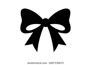Classic Ribbon Bow Silhouette Vector Art, decoration bow tie ribbon, bow black silhouette ribbon knot, black bow icons and symbols, black silhouette wedding ribbon