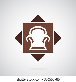 Classic rich armchair logo template. Unusual silhouette of the chairs in the square and the rhombus. Creative symbol for company identity, advertising, poster, leaflet, banner, web and flyer.