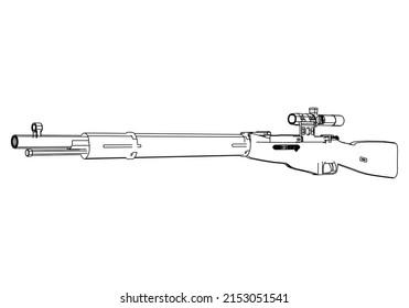 Eslabón del vector Rifle clásico aislado en fondo blanco. Símbolo táctico de rifle de asalto.