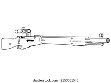 Eslabón del vector Rifle clásico aislado en fondo blanco. Símbolo táctico de rifle de asalto.