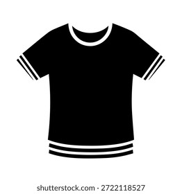 Ilustración vectorial clásica de la silueta de la camiseta del anillo con el cuello de la raya doble y los detalles del dobladillo para el diseño de la ropa del estilo de vida del deporte del vintage