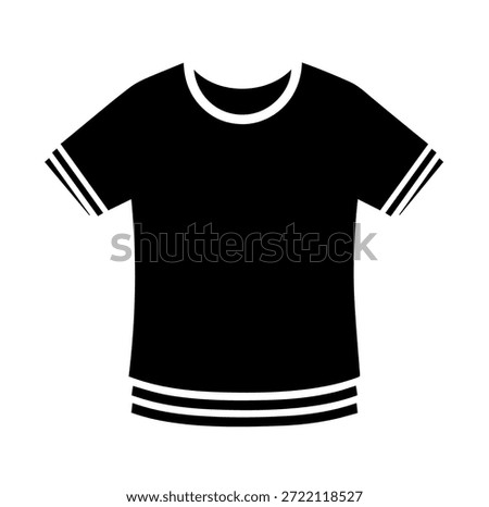 Classic ringer t-shirt silhouette vector illustration with double stripe collar and hem details for vintage sport lifestyle apparel design