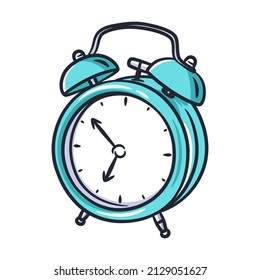 Ilustración clásica del reloj de alarma de timbre, reloj de alarma de retro