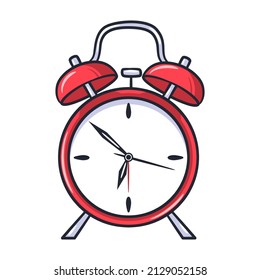 Classic ringing alarm clock illustration, Retro alarm clock