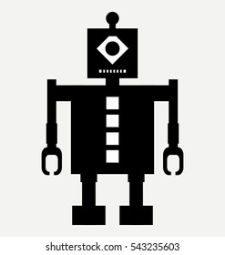 classic robot icon, retro robot, vector robot silhouette 