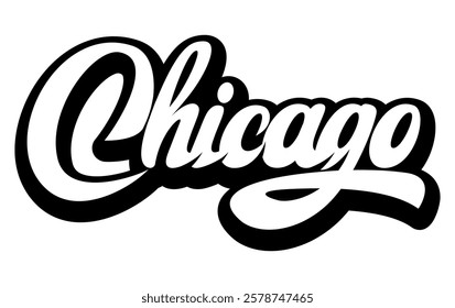 Classic rock band Chicago typography in monochrome.