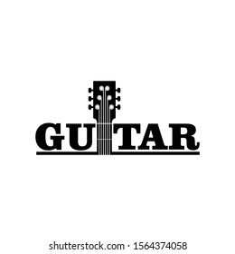 Classic Rock Country Guitar Music Vintage Retro Ribbon Banner logo design