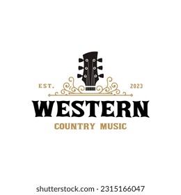 Classic Rock Country Guitar Music Vintage Retro Logo