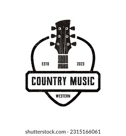 Classic Rock Country Guitar Music Vintage Retro Logo