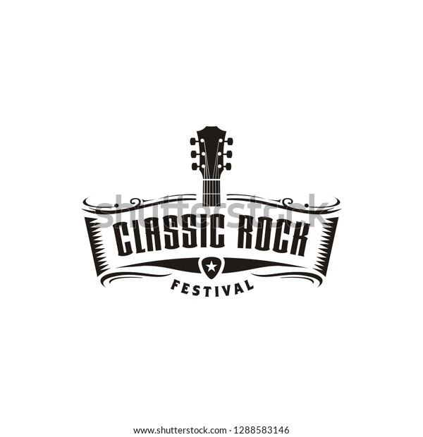 Classic Rock Country Guitar Music Vintage Retro
Ribbon Banner logo
design