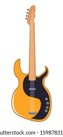 Classic rock electro or bass. Stringed Musical Instrument. Rock, blues or jazz equipment. Isolated on white background. Flat style. Vector illustration