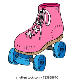 Classic roller skates. Laced roller skates. Vector illustration.
