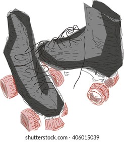 Classic Roller Skates with Pink Wheels.