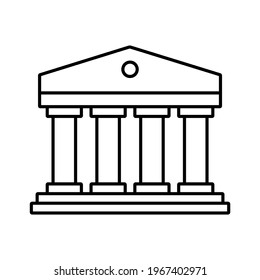 Classic Roman columns building icon. Financial institute, bank, museum, university or courthouse symbol. Vector illustration.