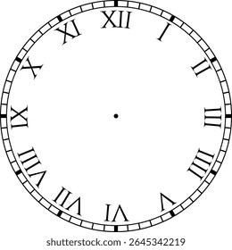 Cara de reloj de número romano clásico - Vector EPS Ilustración