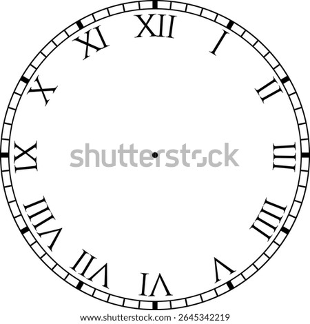 Classic Roman Numeral Clock Face - Vector EPS Illustration