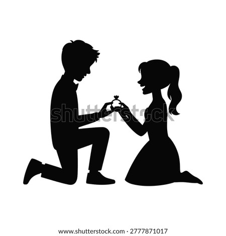 Classic romantic moment, boyfriend proposing to his girlfriend, symbolizing love, commitment, and future together.