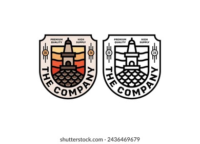 classic roof tower building badge emblem logo design for real estate mortgage company business