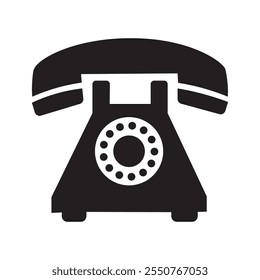 Classic rotary telephone icon vector. Old telephone icon flat style design.