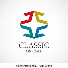 Classic round of ball line abstract vector and logo design.