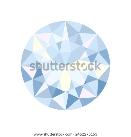 Classic round brilliant cut diamond top view. Colored flat icon. Vector illustration isolated on white background. Wealth and romance concept. For infographics, web, mobile app, interface, design 